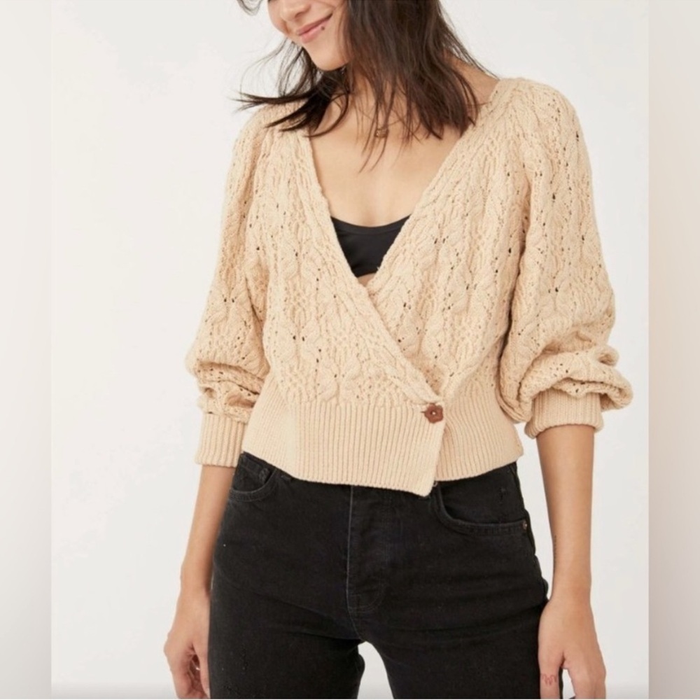 Free People Olive You Cardi in Macadamia - Picture 3 of 9